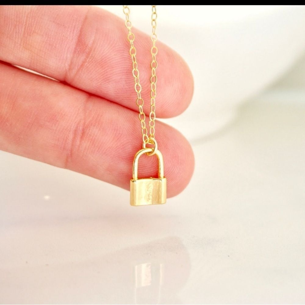 Designer‎ Quality Dainty Gold Lock Necklace Love Lock Padlock Gift for Her